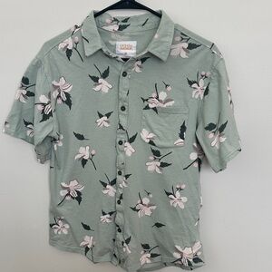Floral Green Button-Up Shirt
